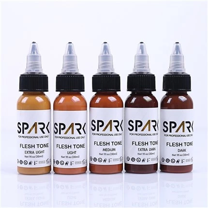 Tinta de tatuatge Spark de la sèrie d'1 OZ Conjunt de 5 peces de color de la pell per a cobrir tatuatges cosmètics.