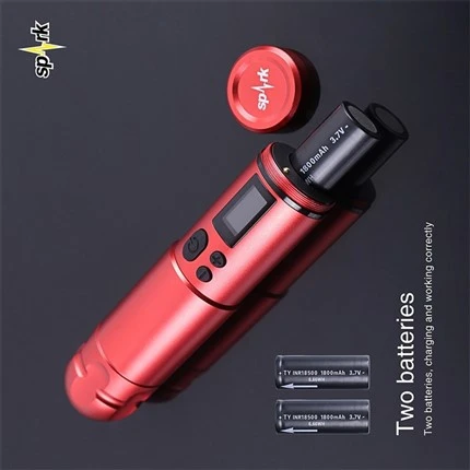 Màquina de tatuatge de ploma professional 2 piles Màquina de tatuatge sense fil Spark