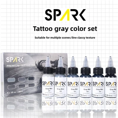 Conjunt de tinta de maquillatge permanent personalitzat professional Spark Gray 30ml/1oz tatuatge orgànic tinta per a artistes de tatuatges