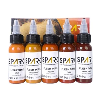 Spark Professional Premium 30ml Organic 5 colors de tinta de tatuatge de tatuatge per a maquillatge permanent i art corporal