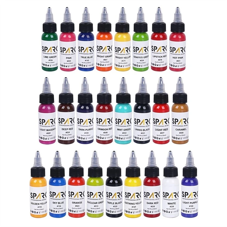 Set de 25 colors Spark Tattoo Ink Set Professional Tattoo Ink Display Tinta de tatuatge sense plom