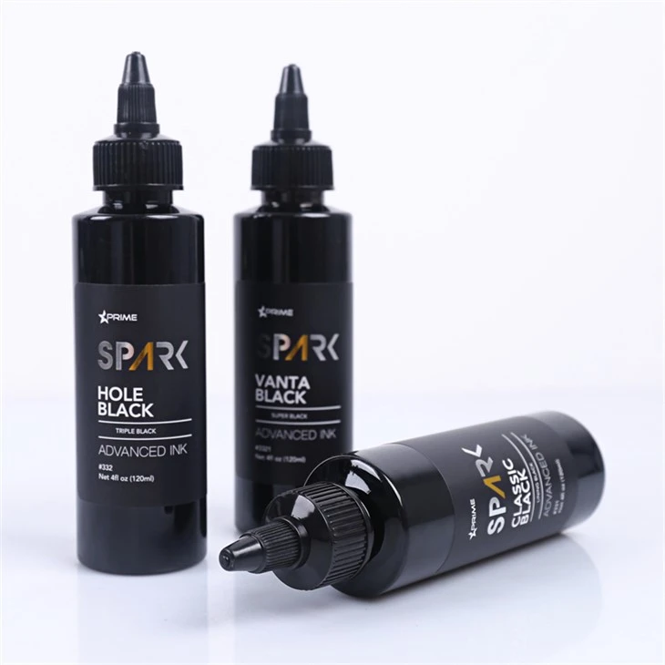 Revestiment negre clàssic de 4 OZ Sèrie de tinta negra Spark Tattoo Ink Tinta de tatuatge Black Light