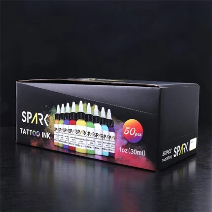 Tintes de tatuatge de 50 colors a granel Tinta de tatuatge Spark Tinta de tatuatge súper negra