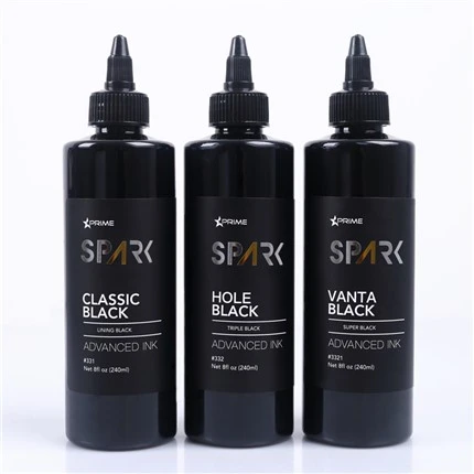 Sèrie de tinta negra de 8 oz. Revestiment negre clàssic Tinta de tatuatge d'espurna negra Pantalla de tinta de tatuatge professional