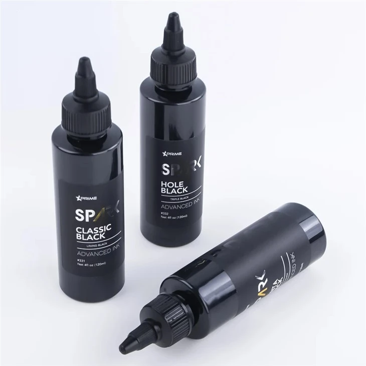 Tinta de tatuatge de llum negra, forat triple negre de 8 oz, sèrie de tinta negra negra, tinta de tatuatge d'espurna, conjunt de tinta de tatuatge