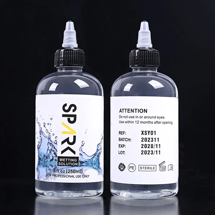 Solució de humectació de tatuatges amb espurna de 240 ML 8OZ sense crueltat Solució de barreja de tatuatges amb espurna Tinta de tatuatges amb espurna