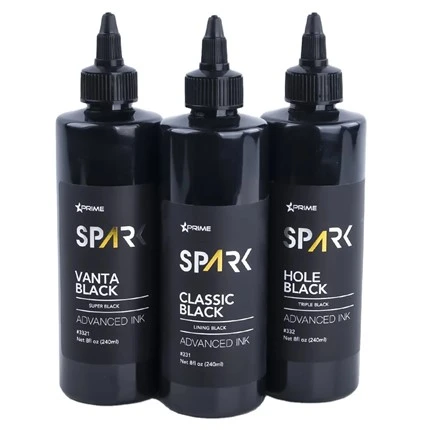 Tinta de tatuatge de 8 oz, sèrie de tinta negra súper negra Vanta Black Spark, tinta de tatuatge